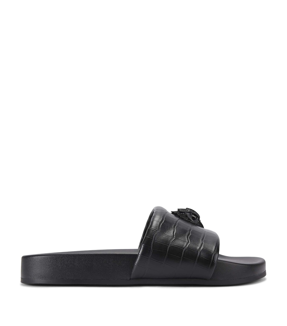 Crocodile-Embossed Embellished Brockwell Slides