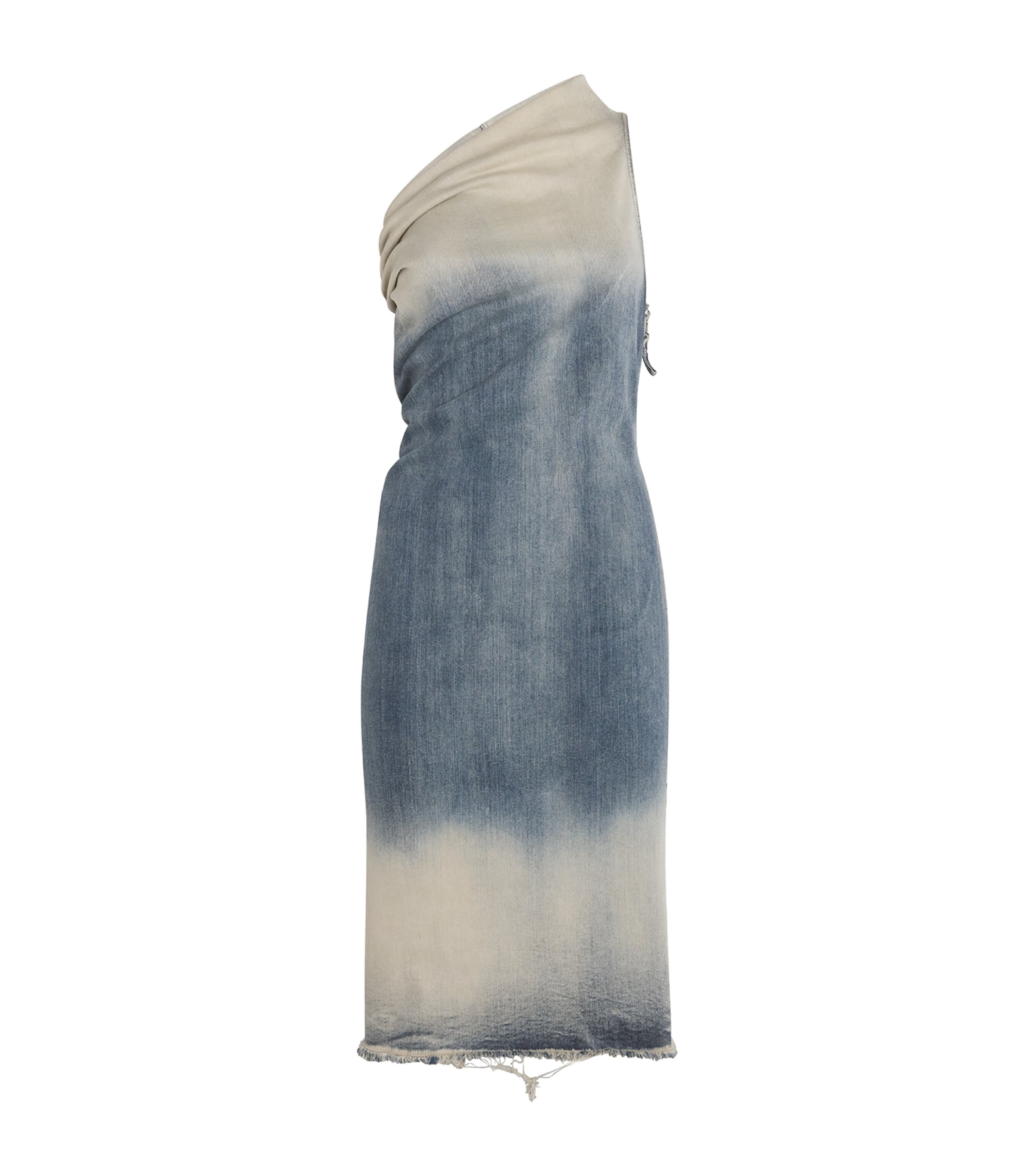 Denim One-Shoulder Knee-Length Dress