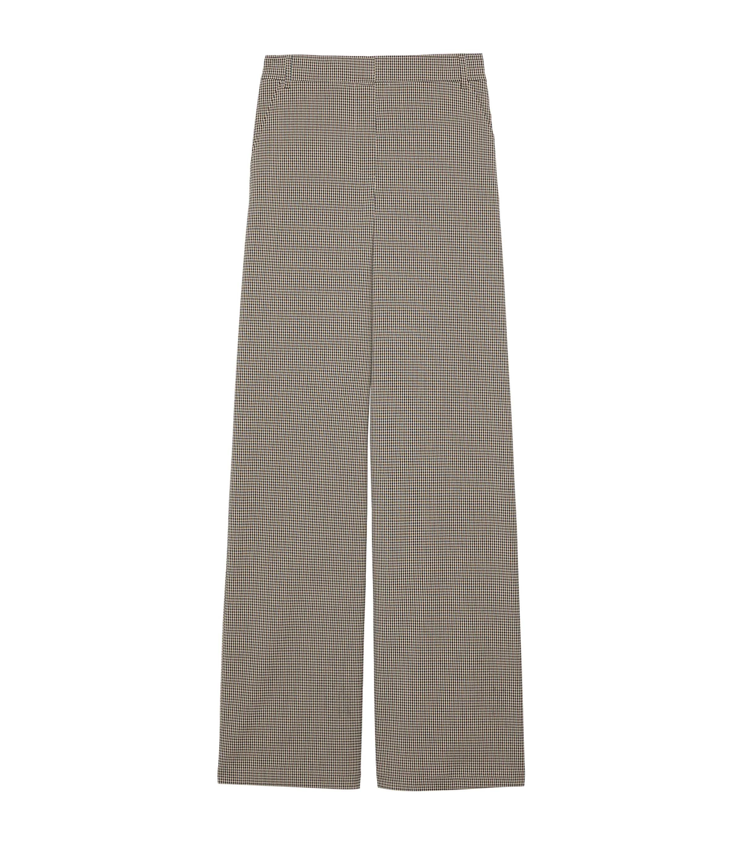 MAX&Co. Womens Houndstooth Check Wide-Leg Trousers Beige