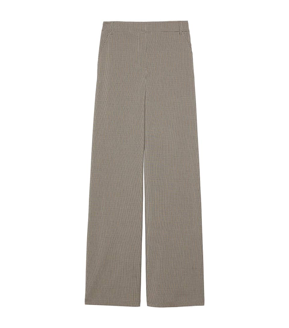 MAX&Co. Womens Houndstooth Check Wide-Leg Trousers Beige