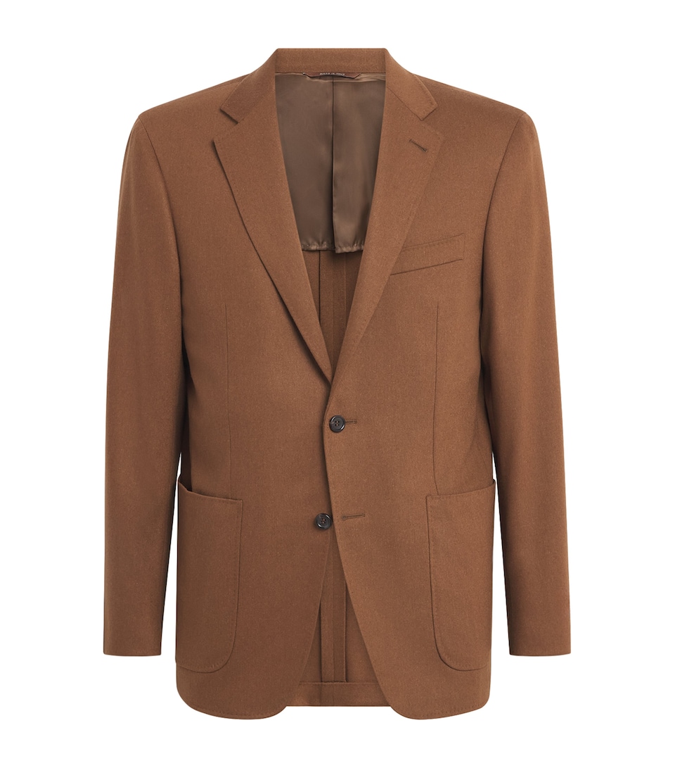 Canali Mens Stretch-Wool Single-Breasted Blazer