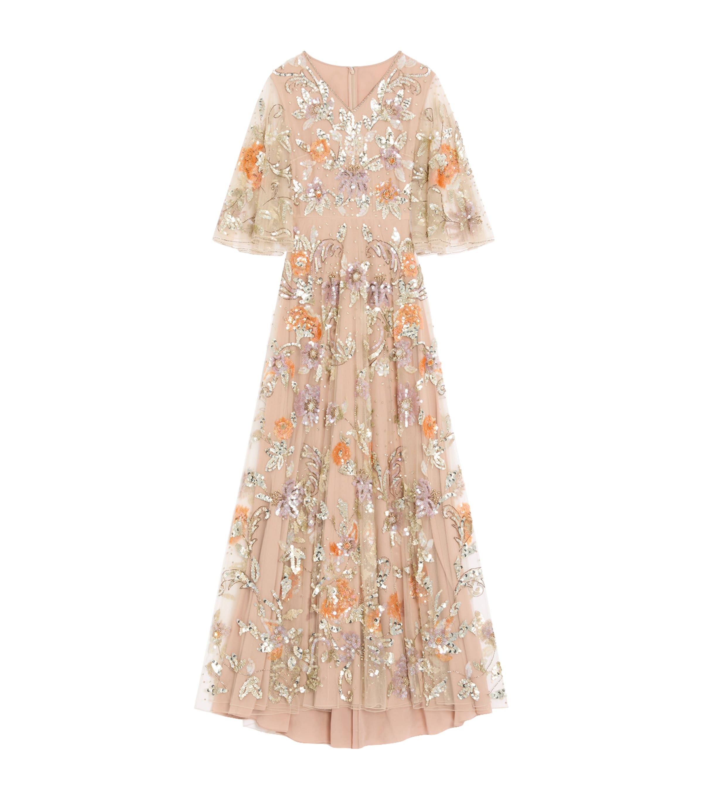 Valentino Womens Tulle Embellished Sequin Gown