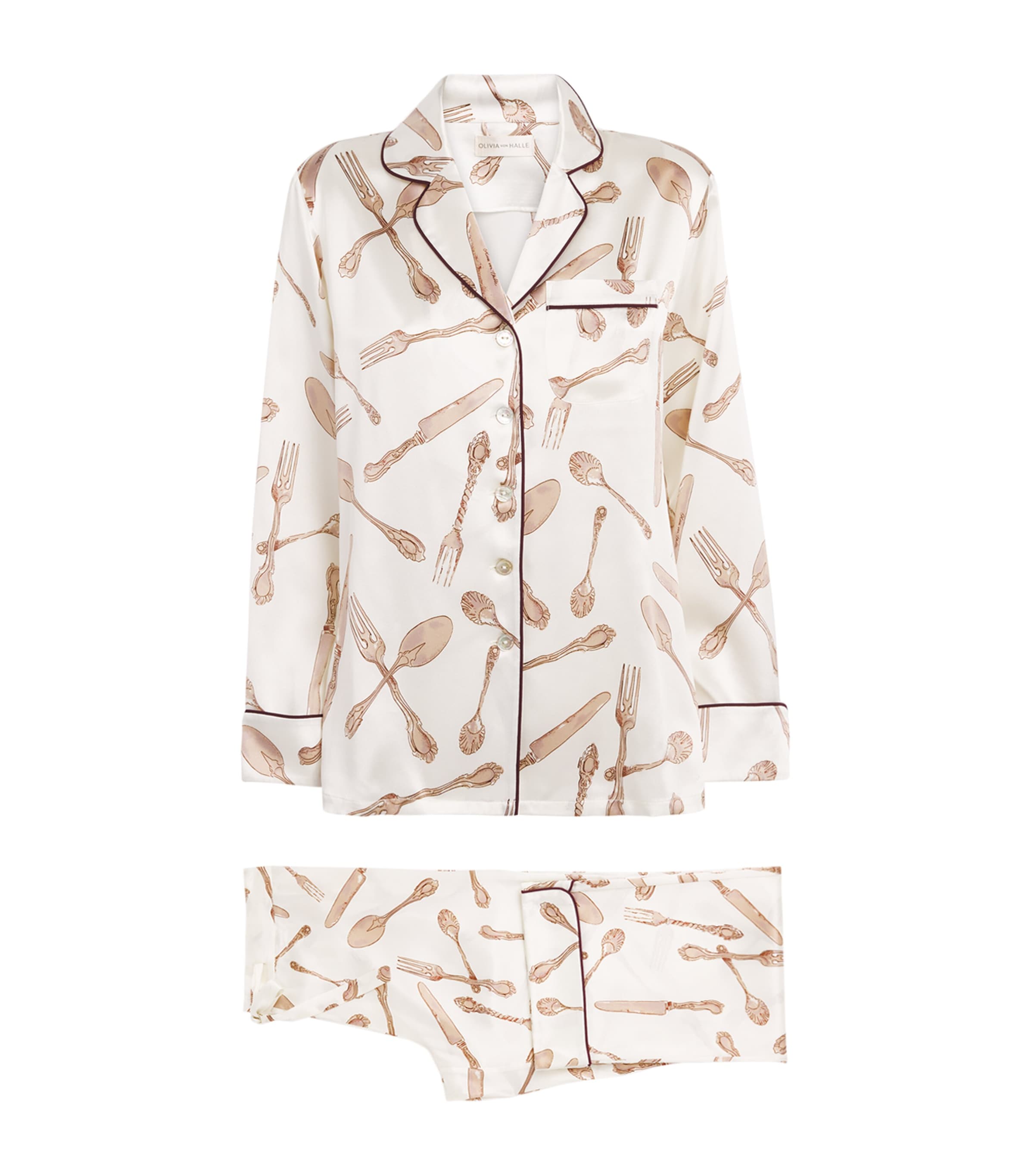 Olivia von Halle Womens Silk Silverware Lila Sevilla Pyjama Set Sevilla