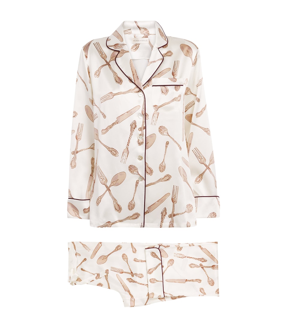 Olivia von Halle Womens Silk Silverware Lila Sevilla Pyjama Set Sevilla