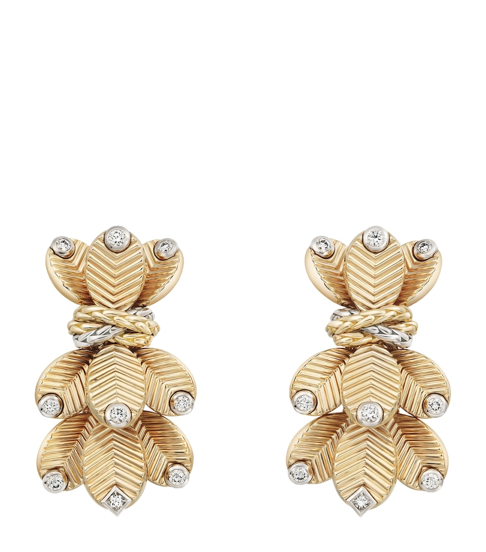 Yellow Gold and Diamond Grain de Café Earrings