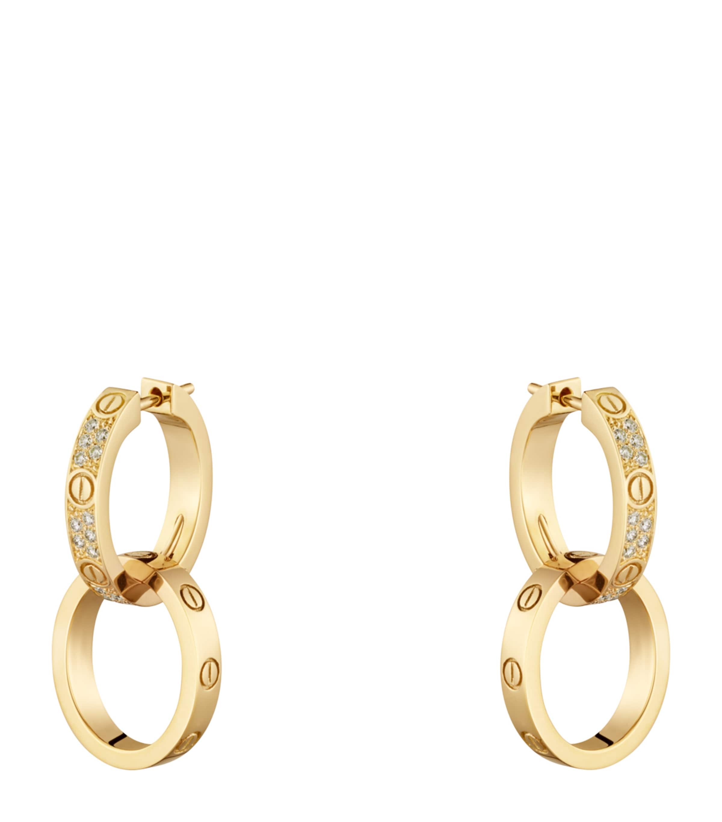Cartier Yellow Gold and Diamond LOVE Double Hoop Earrings Yellow Gold