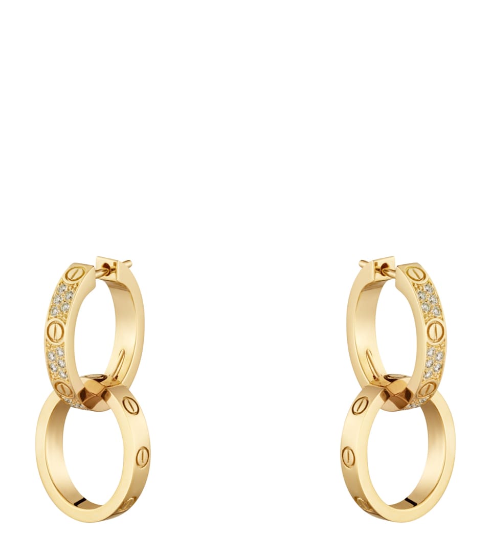 Cartier Yellow Gold and Diamond LOVE Double Hoop Earrings Yellow Gold