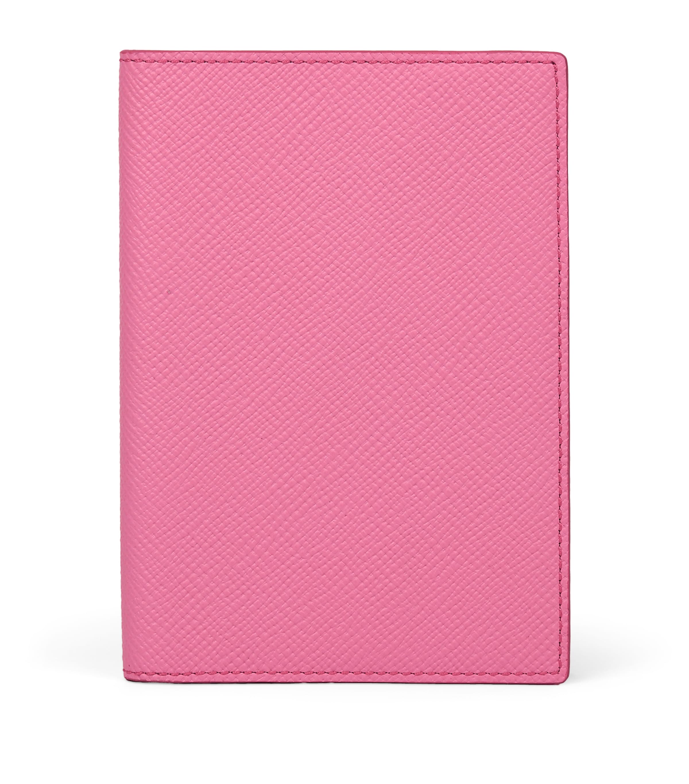 Smythson Leather Panama Passport Cover Flamingo