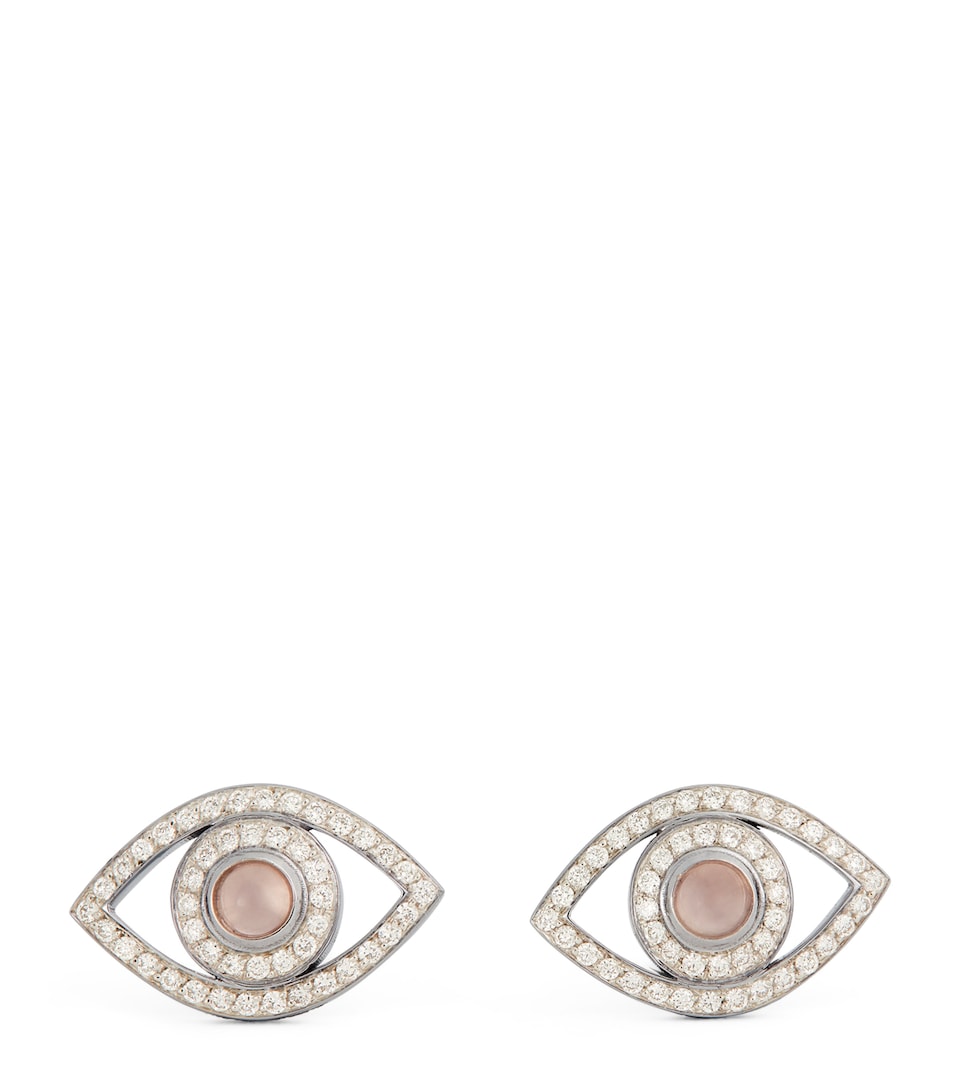 White Gold and Diamond Mini Eye Earrings