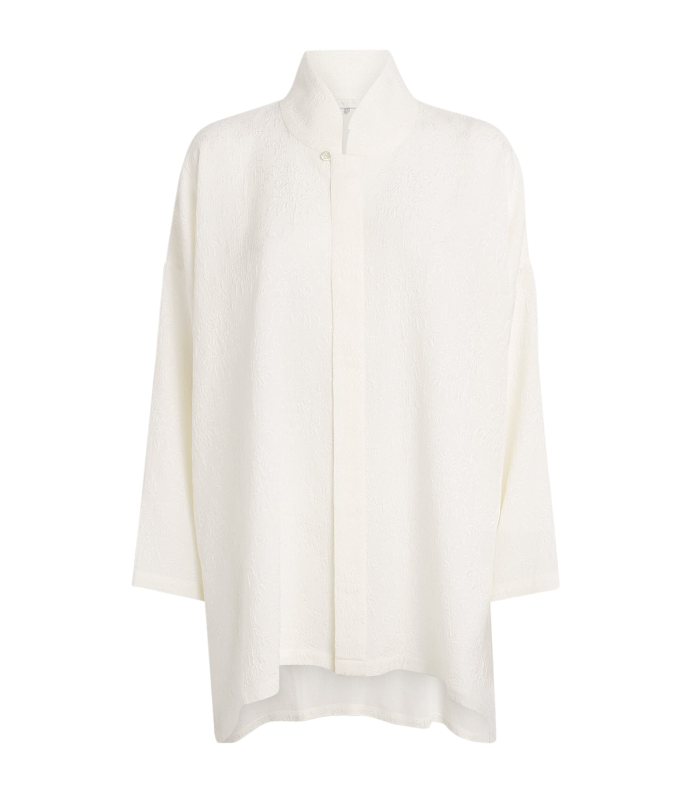 Silk Stand-Collar Wide Shirt