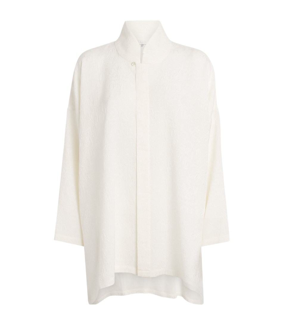Silk Stand-Collar Wide Shirt