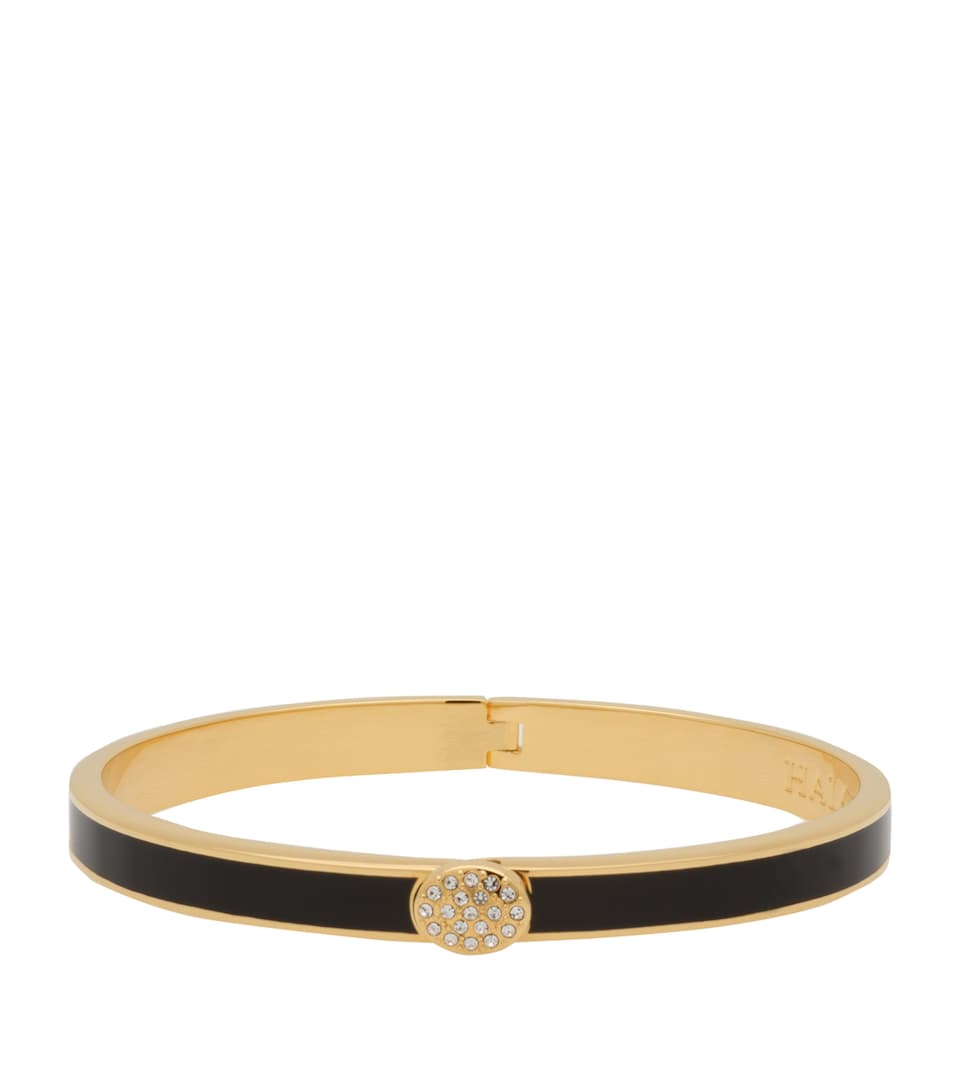 Halcyon Days Gold-Plated Crystal Button Bangle Black