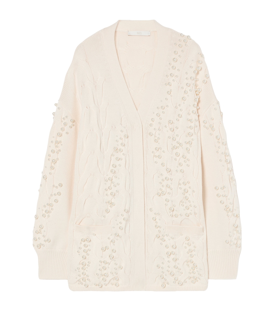 Marina Rinaldi Womens Virgin Wool-Blend Cardigan Ivory
