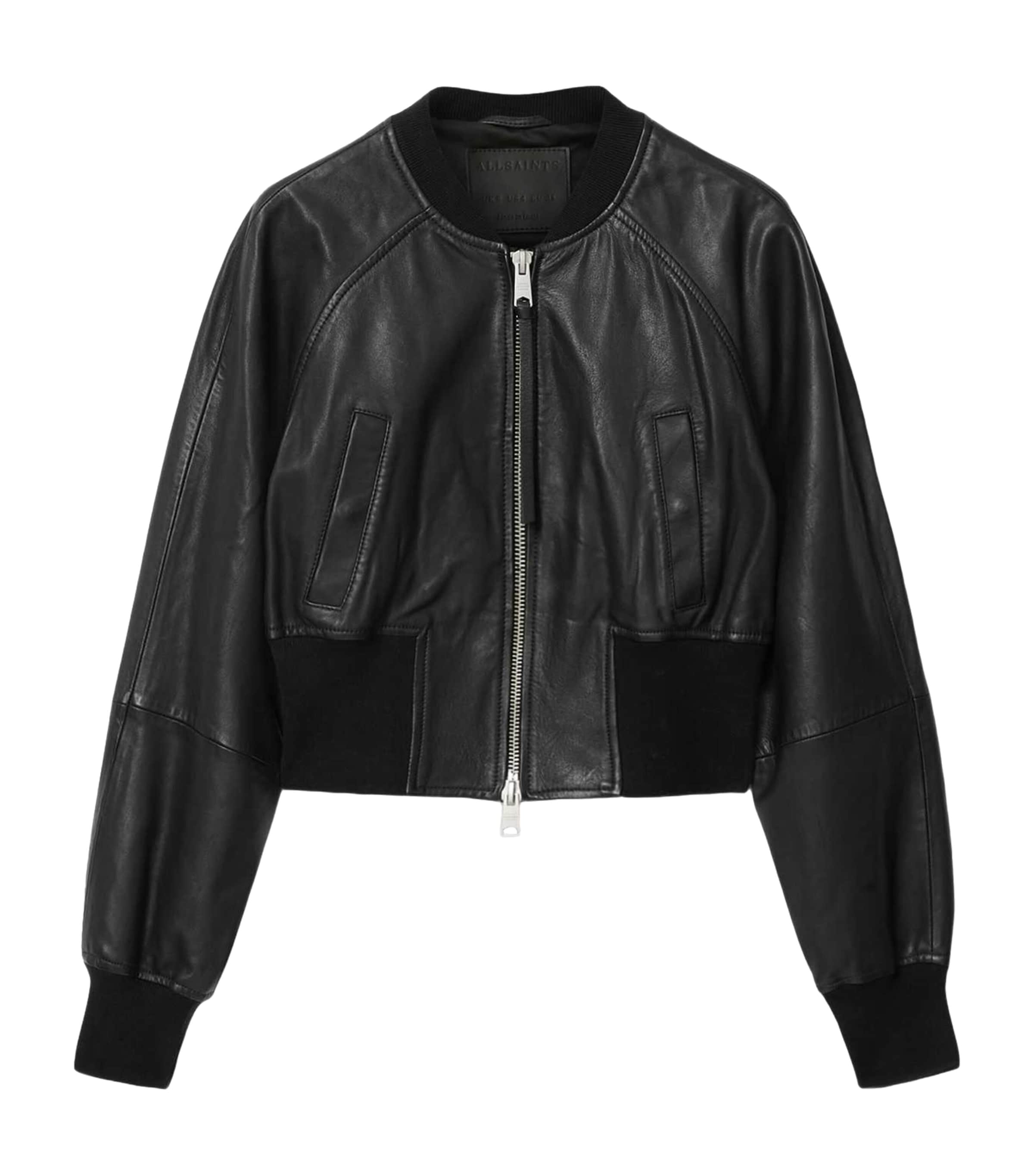 AllSaints Womens Leather Suri Bomber Jacket Black