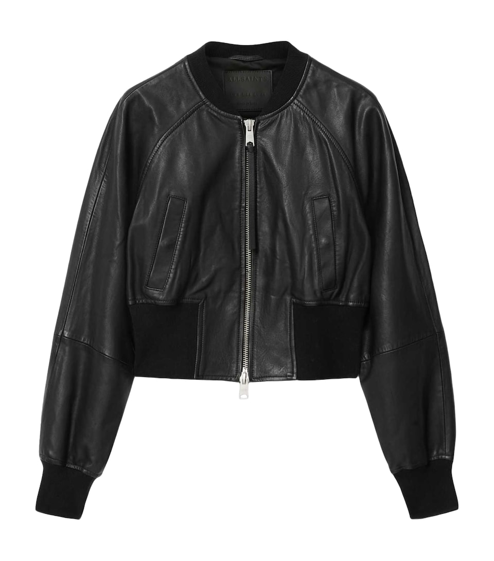 AllSaints Womens Leather Suri Bomber Jacket Black