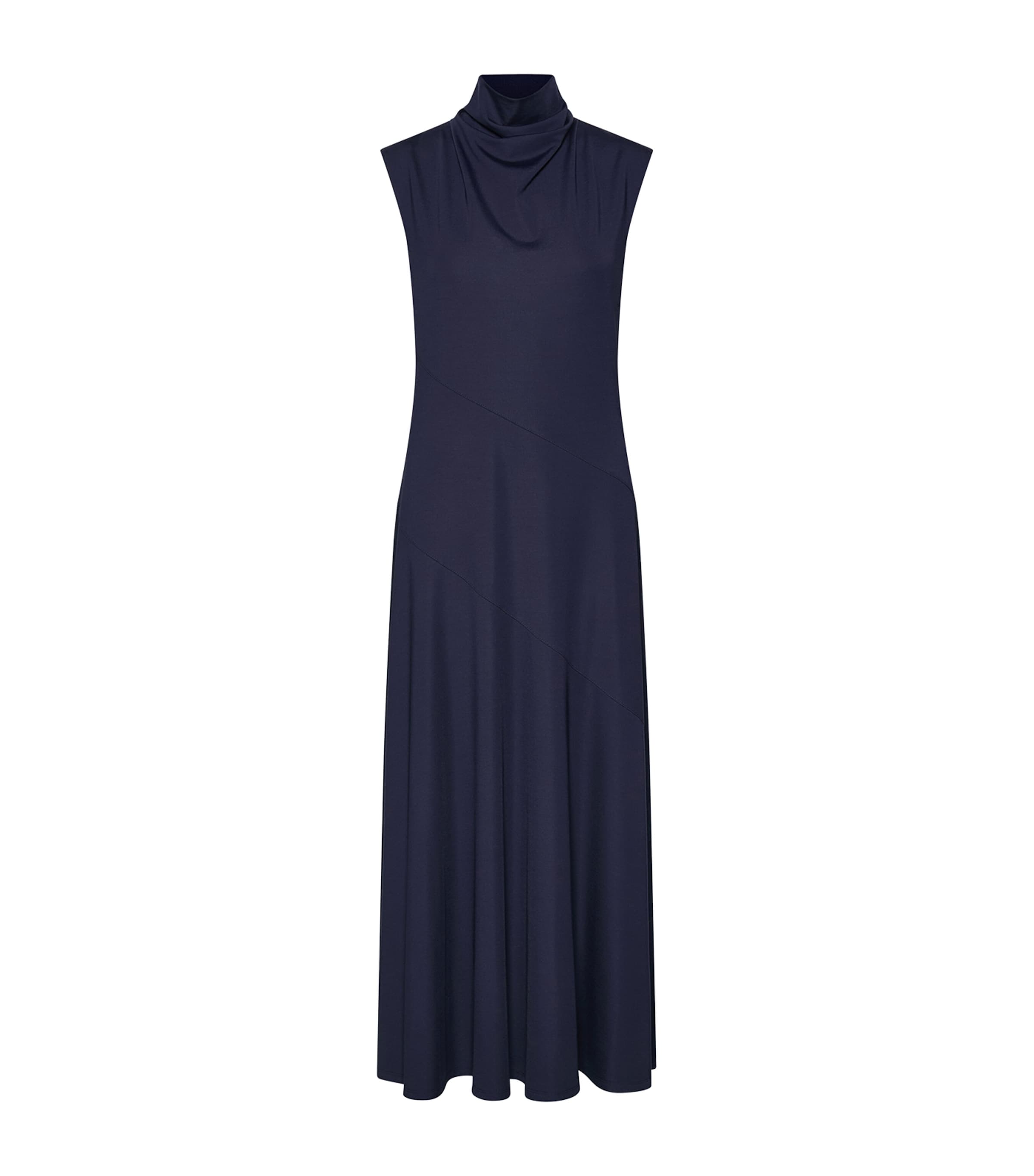 Marella Womens Jersey High-Neck Midi Dress Midnightblue