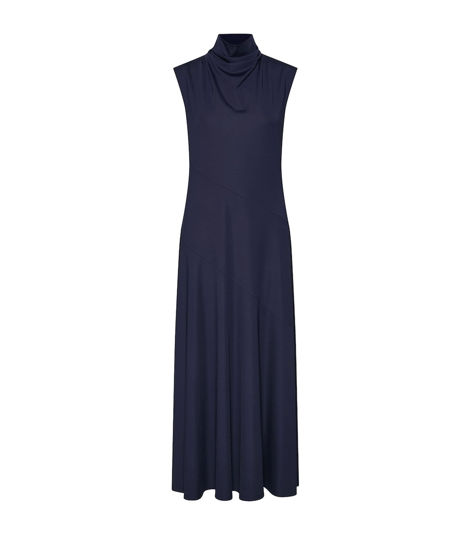Marella Womens Jersey High-Neck Midi Dress Midnightblue
