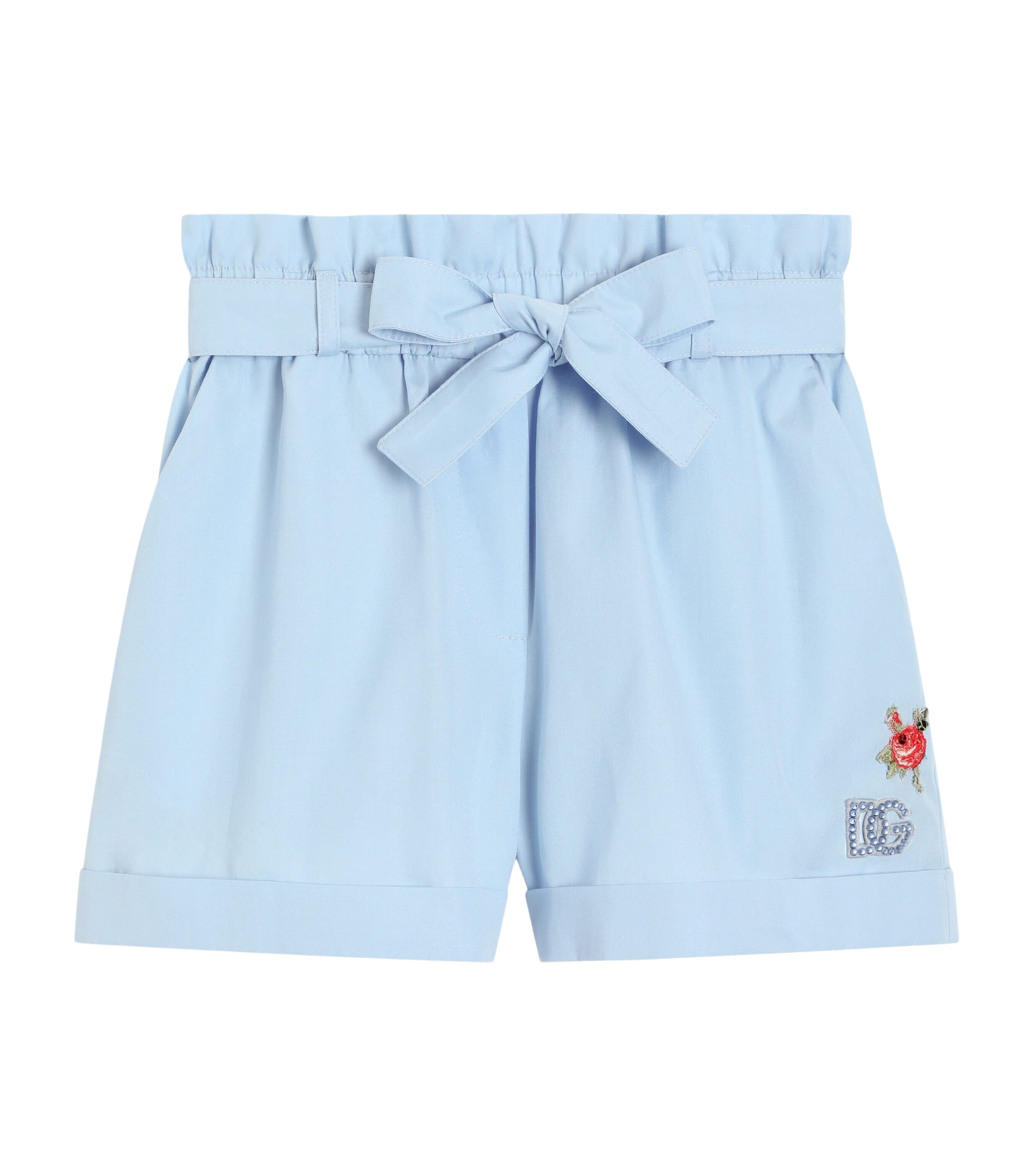 Dolce&Gabbana Kids Cotton Logo Shorts (8-12+ Years) Sky Blue