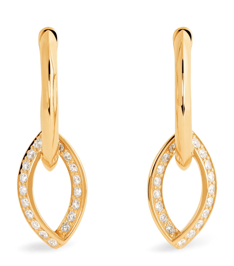 Yellow Gold and Diamond Fortuna Eye Link Drop Earrings