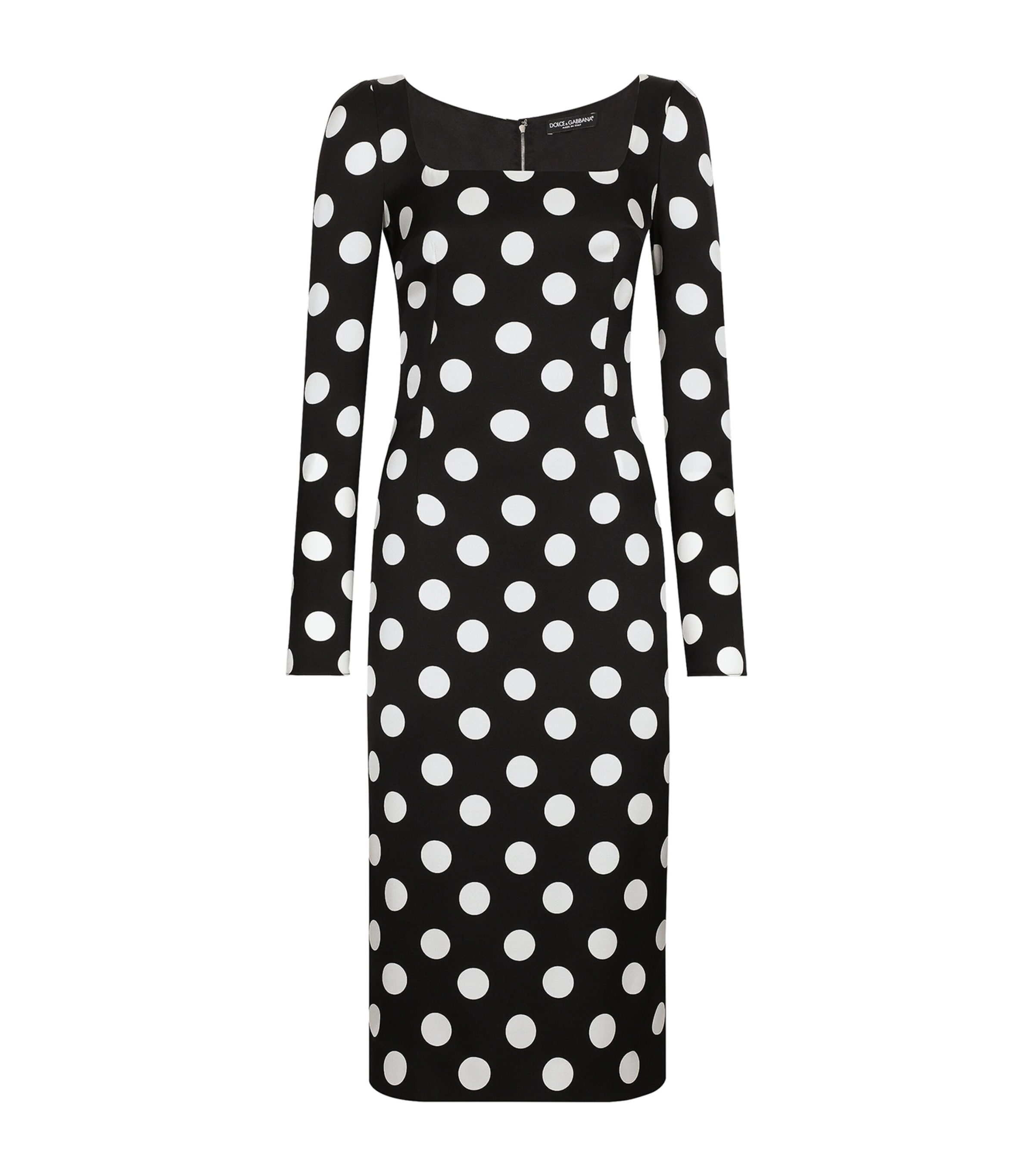 Silk Polka-Dot Bodycon Dress