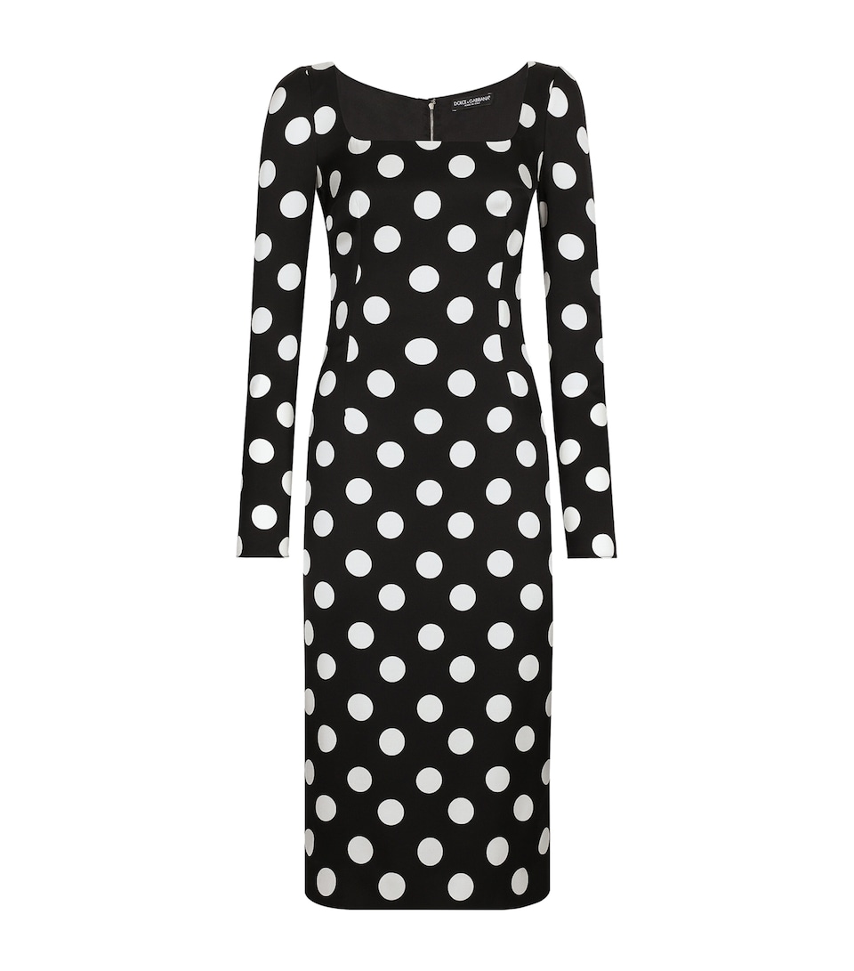 Silk Polka-Dot Bodycon Dress