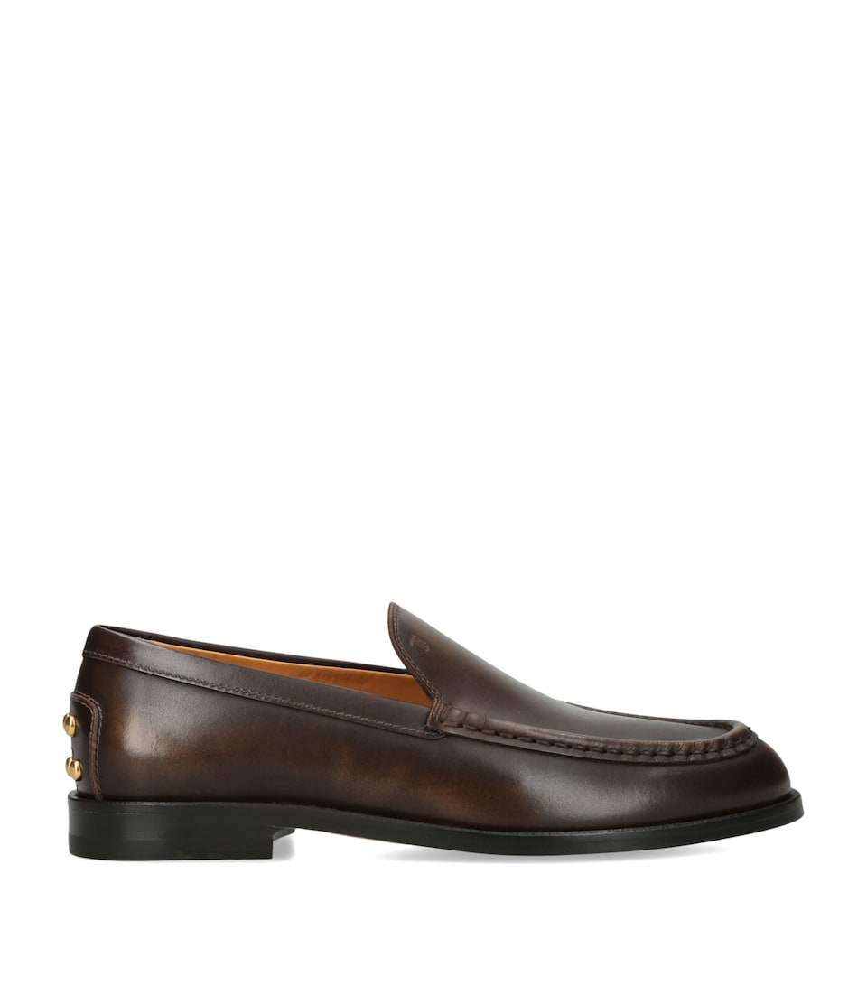 Tod's Calfskin Loafers Dark Brown