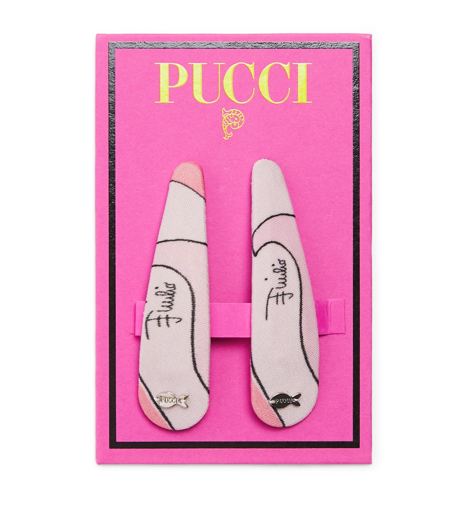 PUCCI Printed Hair Clips (Set of 2) Light Blue