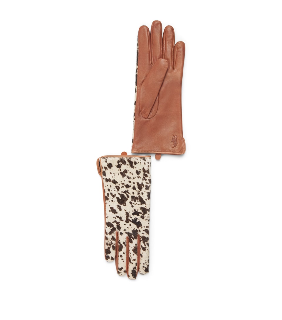Polo Ralph Lauren Calf Hair-Leather Gloves Cognac