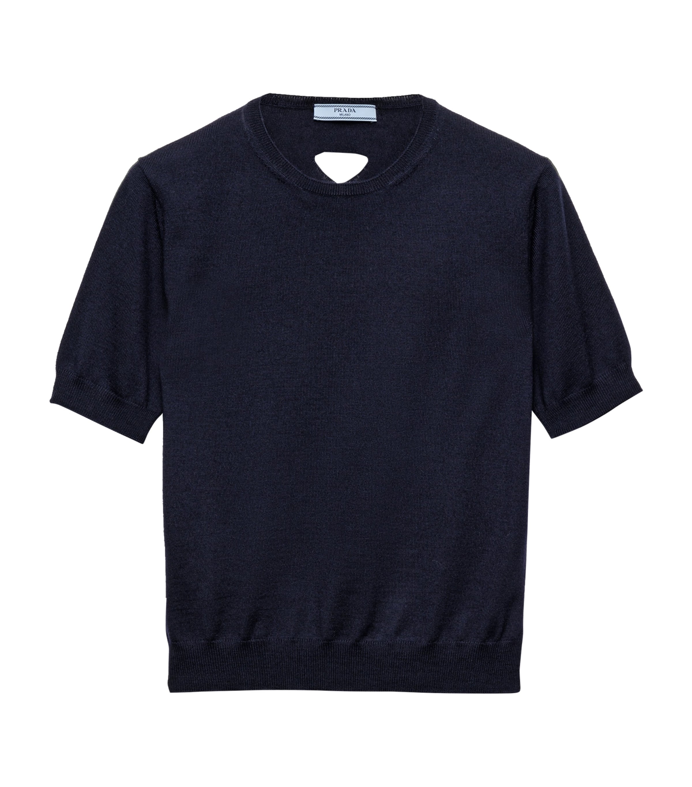 Prada Womens Virgin Wool Triangle Cut-Out Sweater