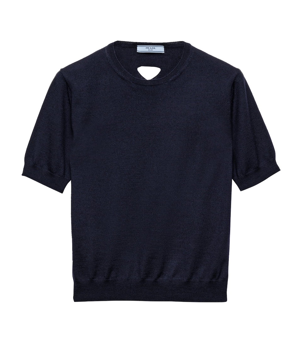 Prada Womens Virgin Wool Triangle Cut-Out Sweater