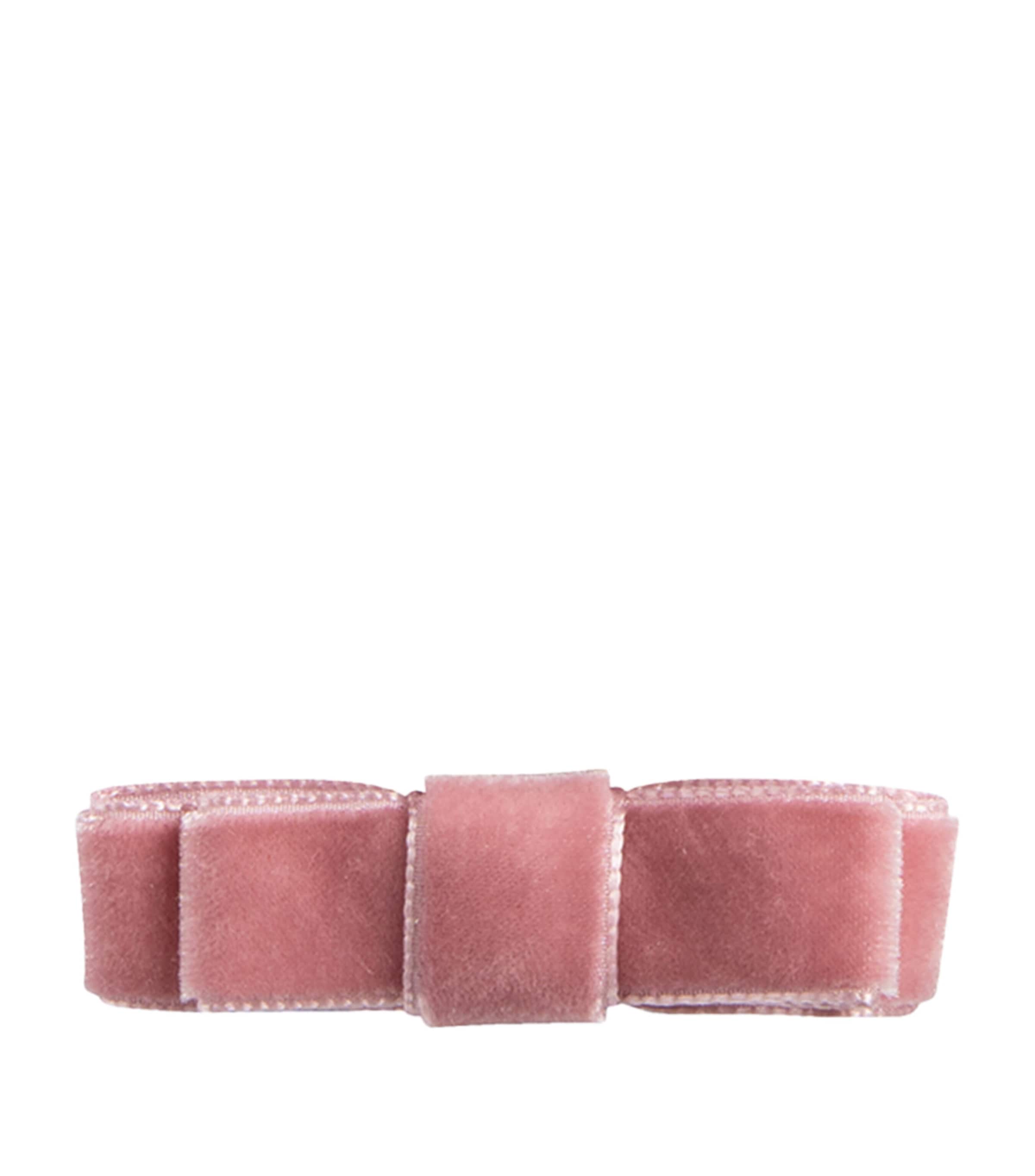 Trotters Small Velvet Bow Hair Clip Blush