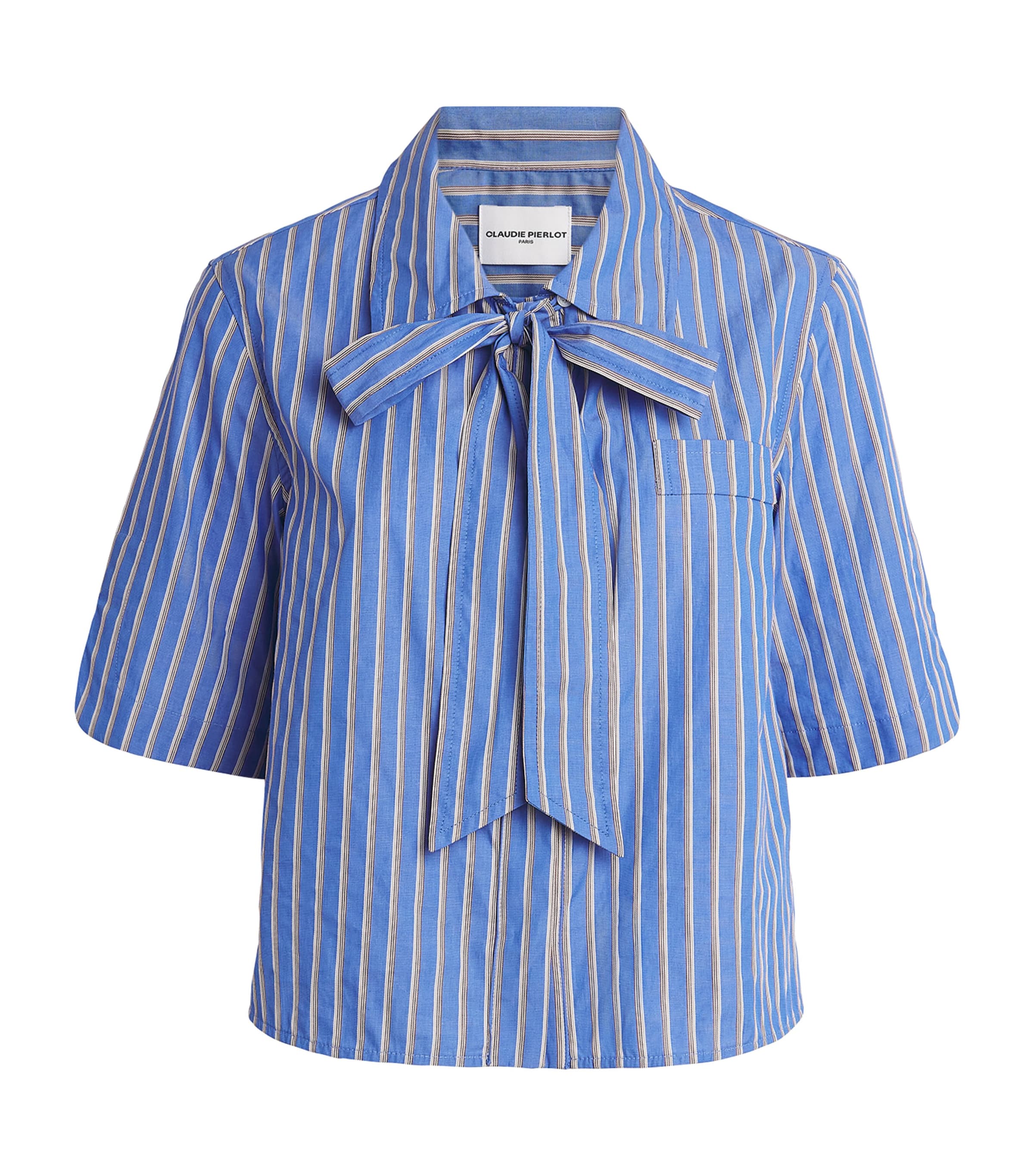 Claudie Pierlot Womens Cotton Stripe Tie Shirt Multicolored