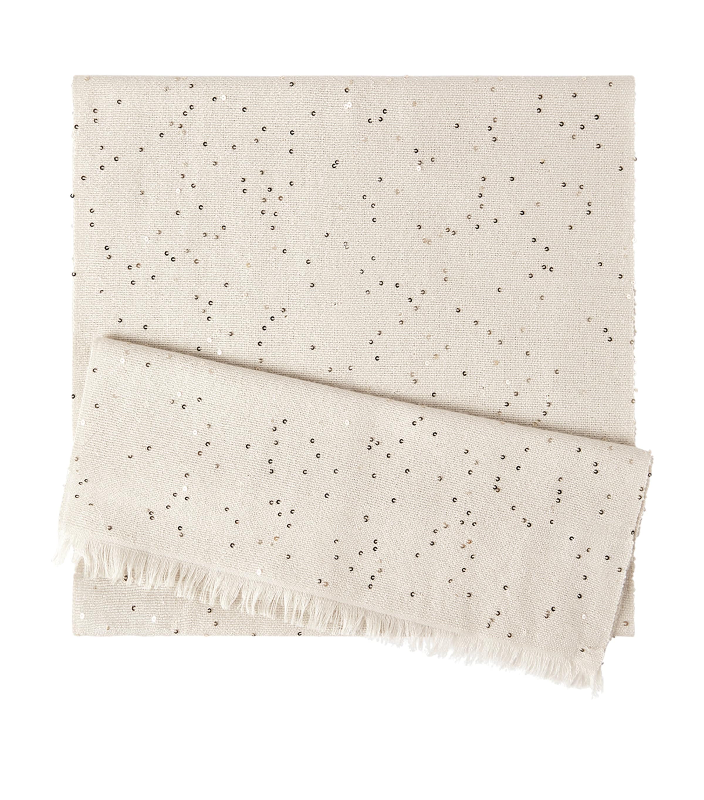 Brunello Cucinelli Womens Cashmere-Silk Embellished Scarf