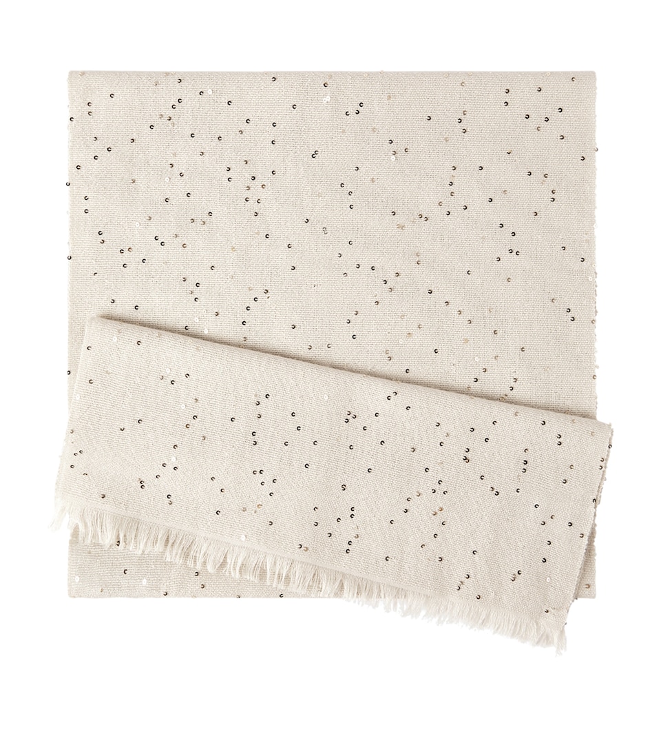 Brunello Cucinelli Womens Cashmere-Silk Embellished Scarf