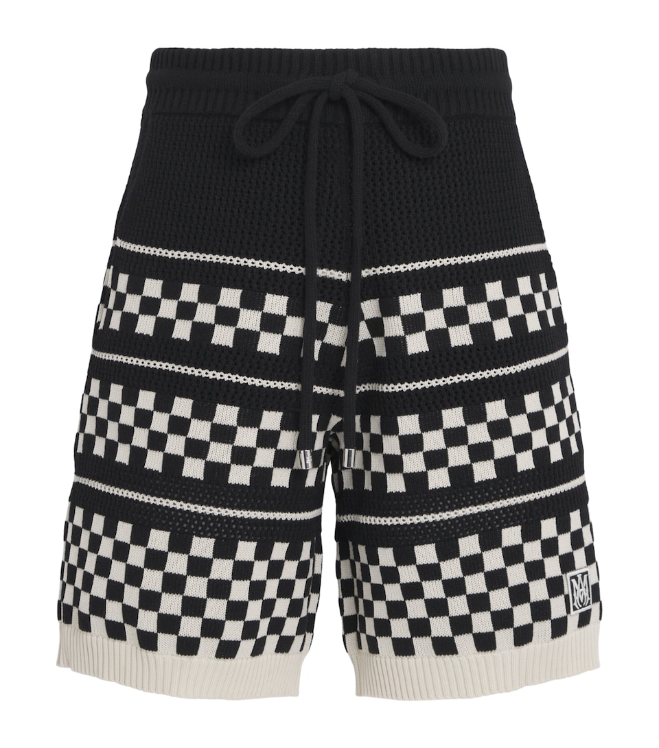 Wool-Blend Mesh Check Shorts