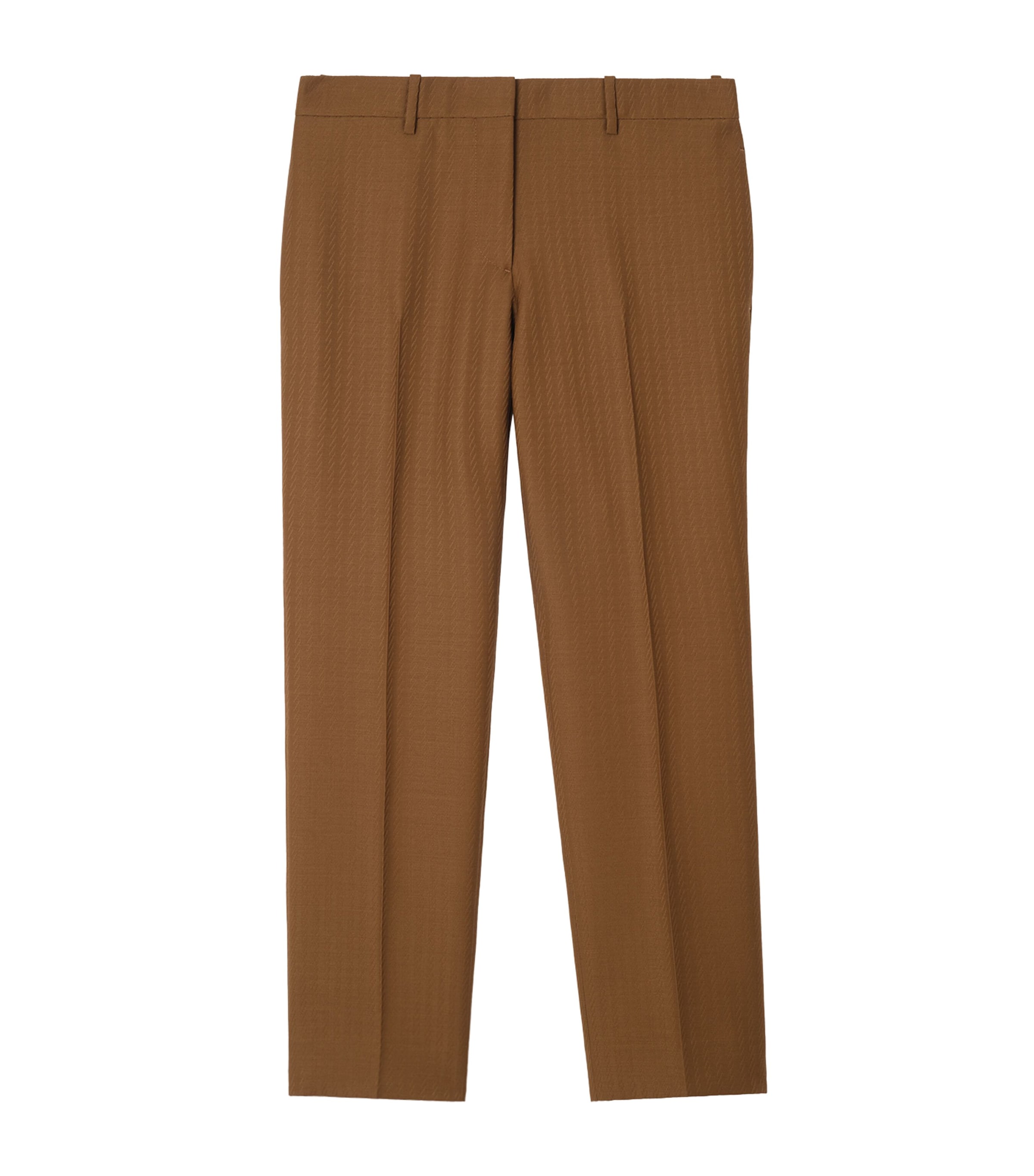 Burberry Womens Wool-Mohair Tailored Trousers Hazelnut Brwn Stripe