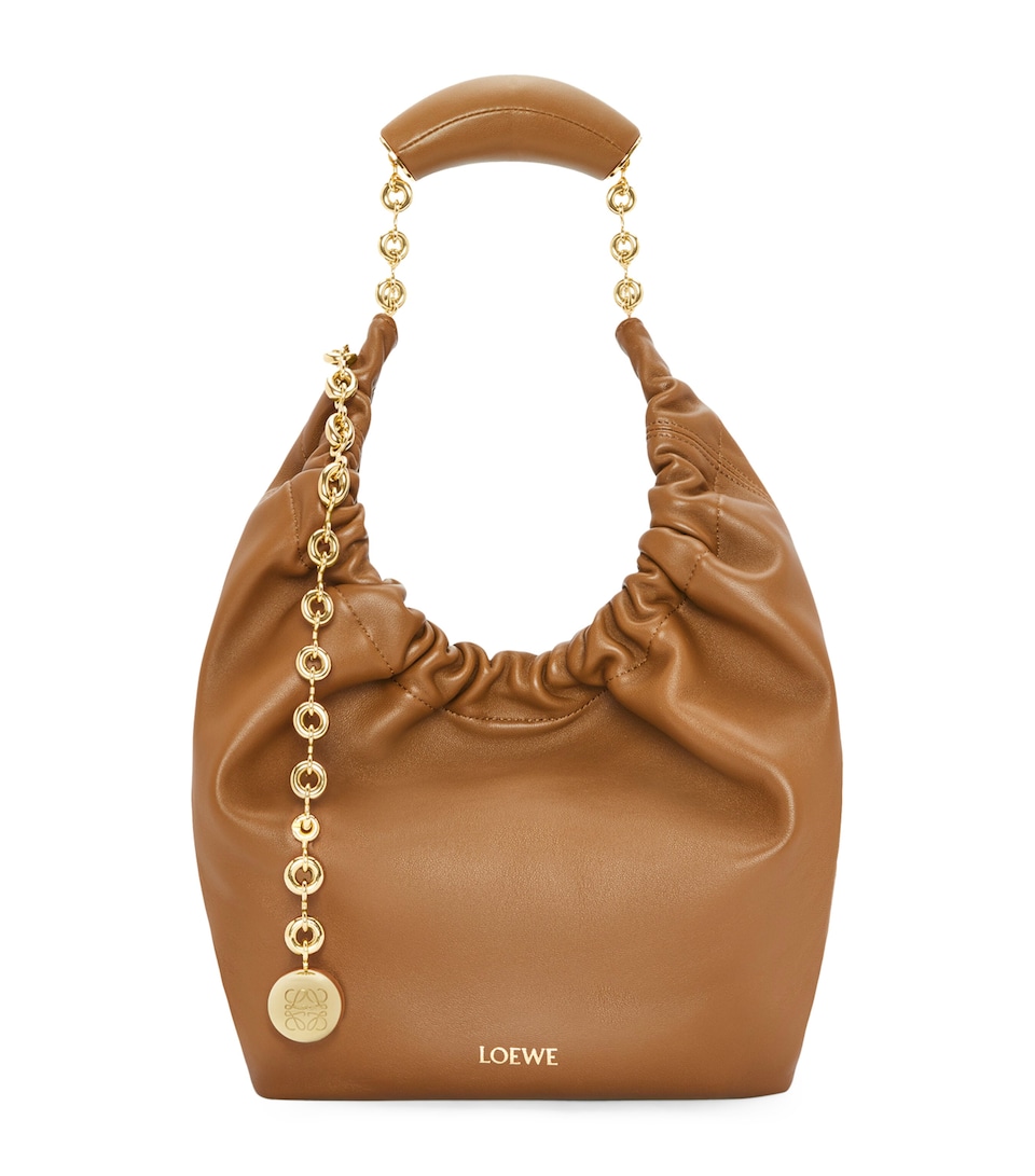 Small Leather Squeeze Top-Handle Bag