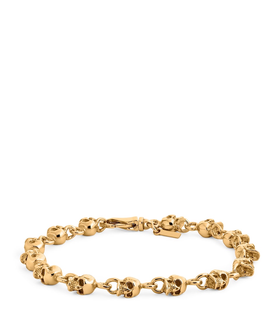 Gold-Plated Sterling Silver Skull Bracelet