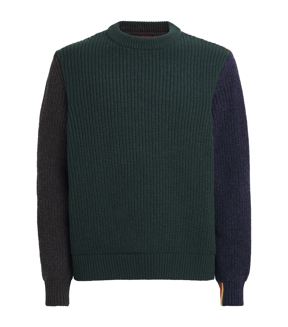 Barbour Mens x Paul Smith Wool Tyne Sweater Bottle Green