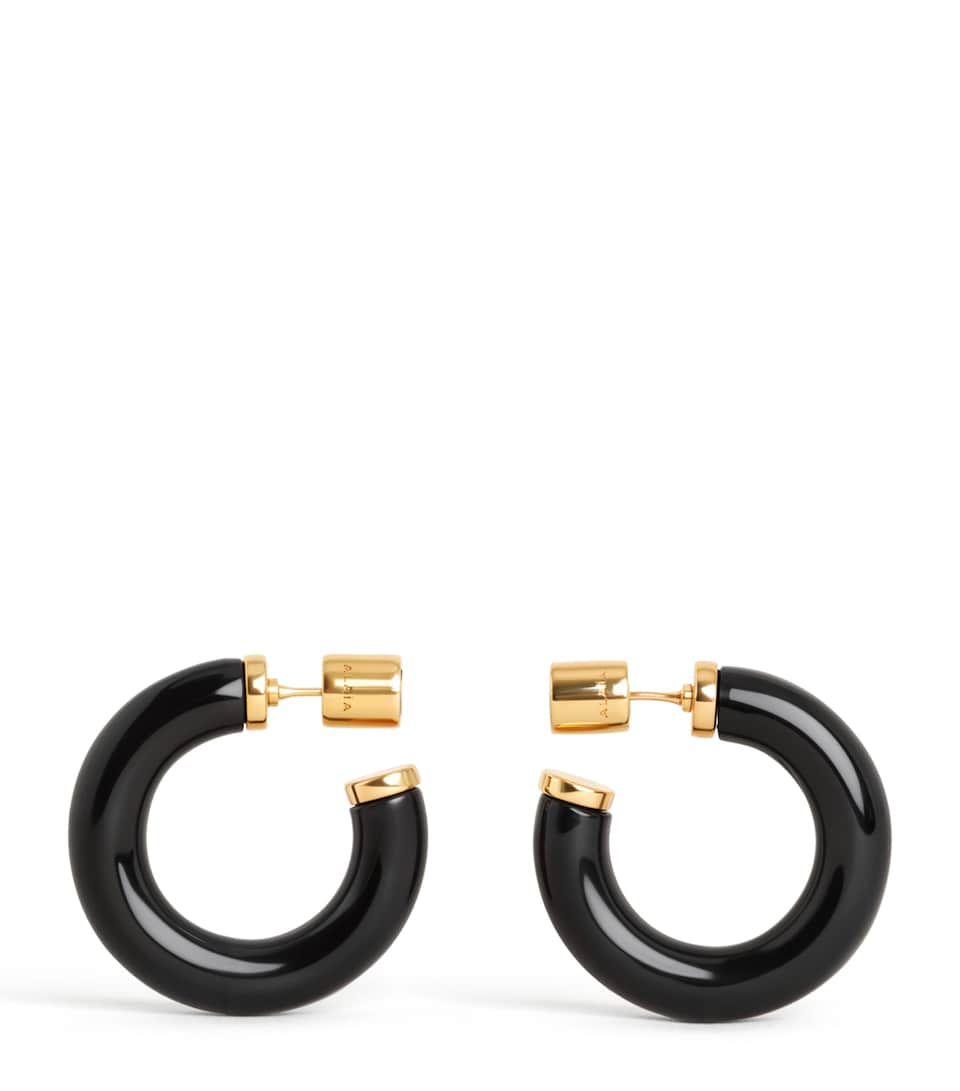 Alaïa Ray Hoop Earrings Gold/black