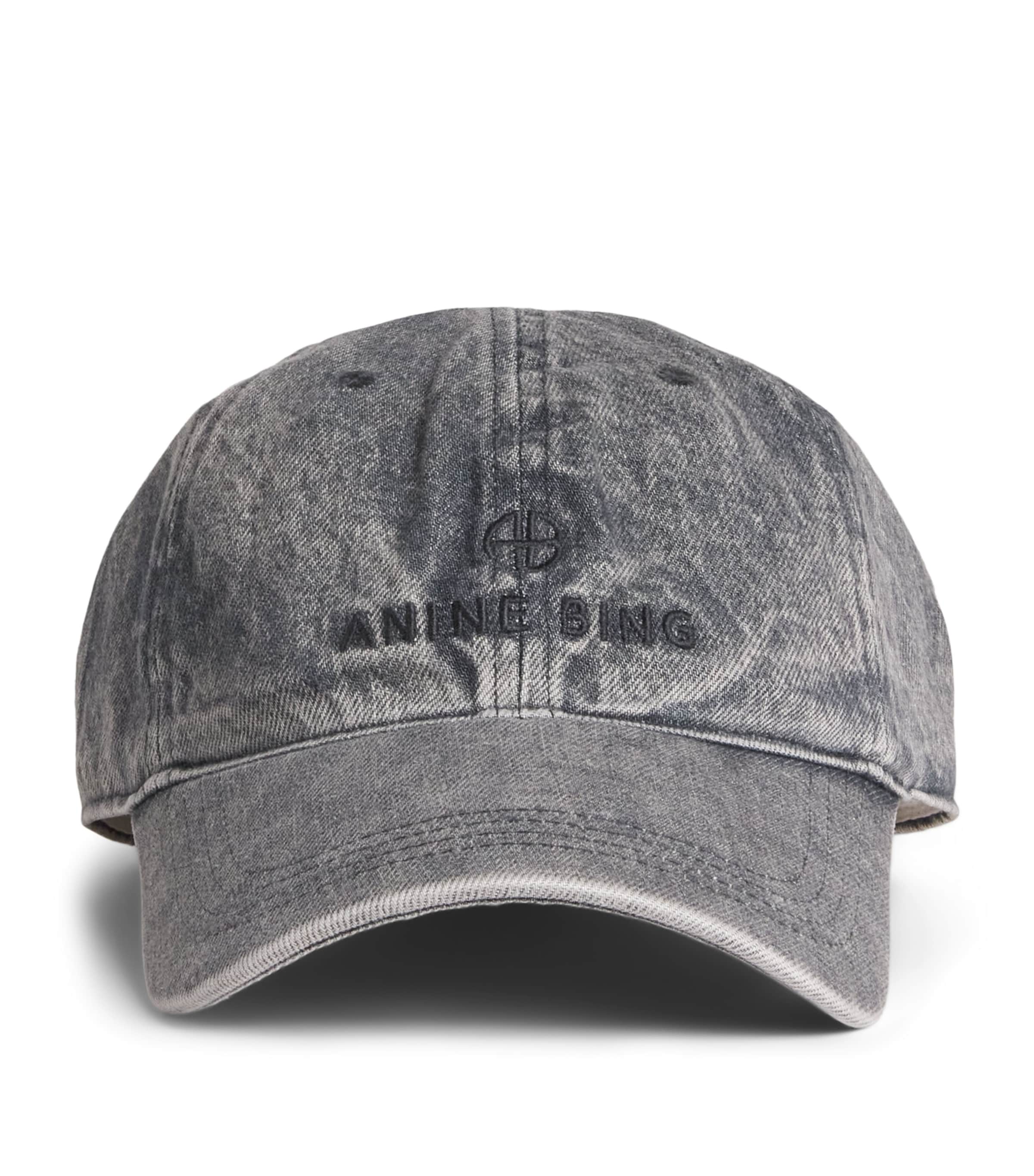 ANINE BING Denim Jeremy Logo Baseball Cap Washed Grey