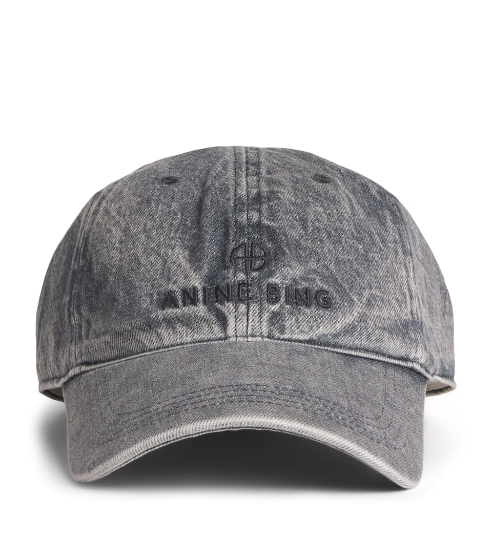ANINE BING Denim Jeremy Logo Baseball Cap Washed Grey