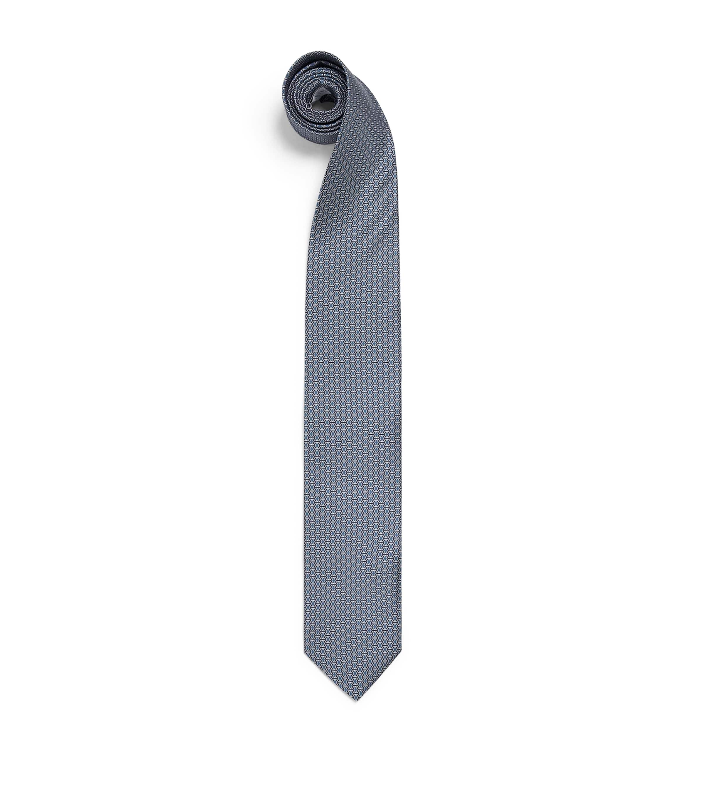 Eton Silk Geometric Tie Navy Blue
