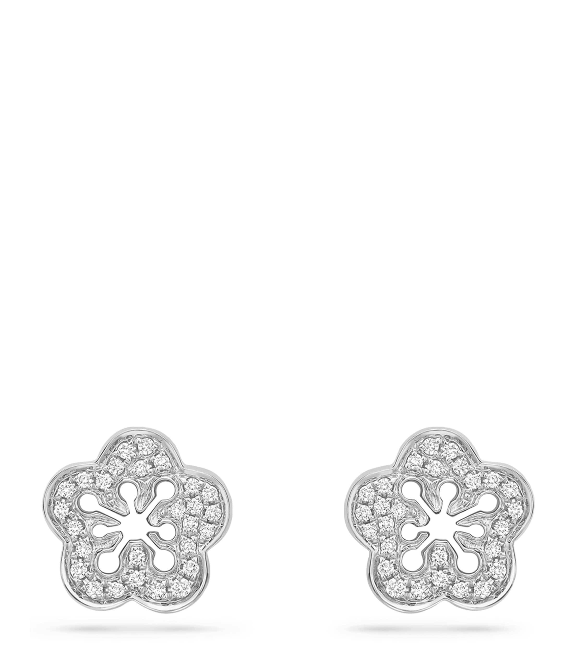 Boodles White Gold and Diamond Blossom Stud Earrings Silver