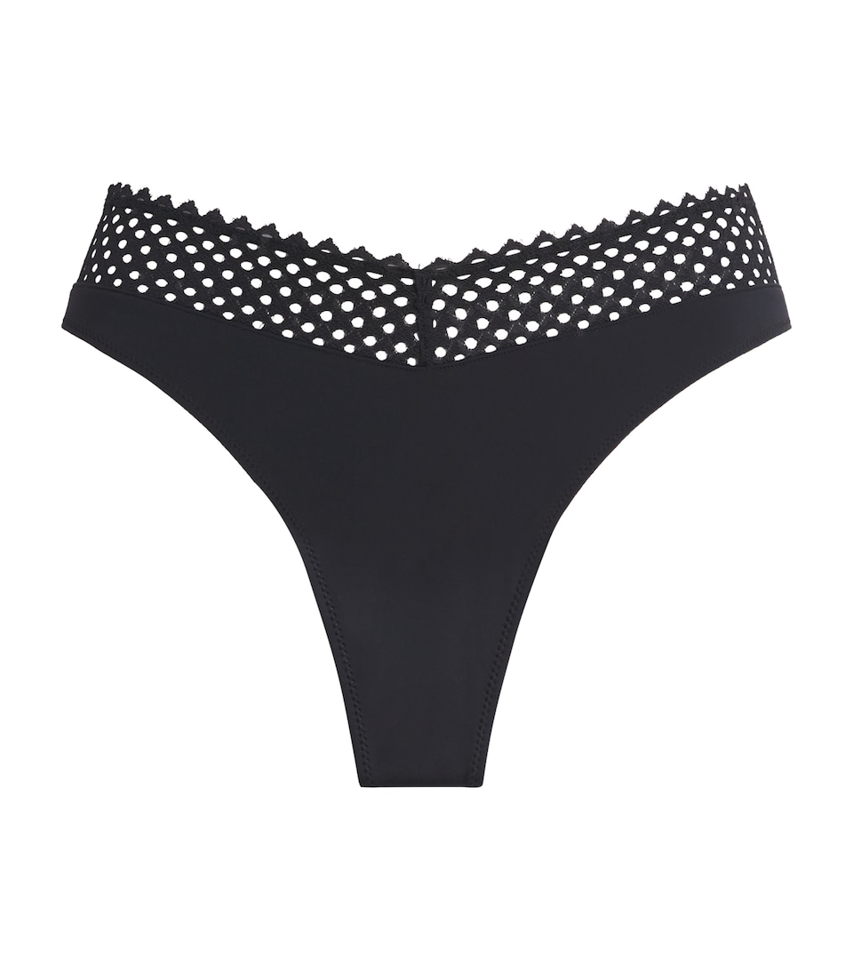 Wolford Womens Romantic Net Thong Black