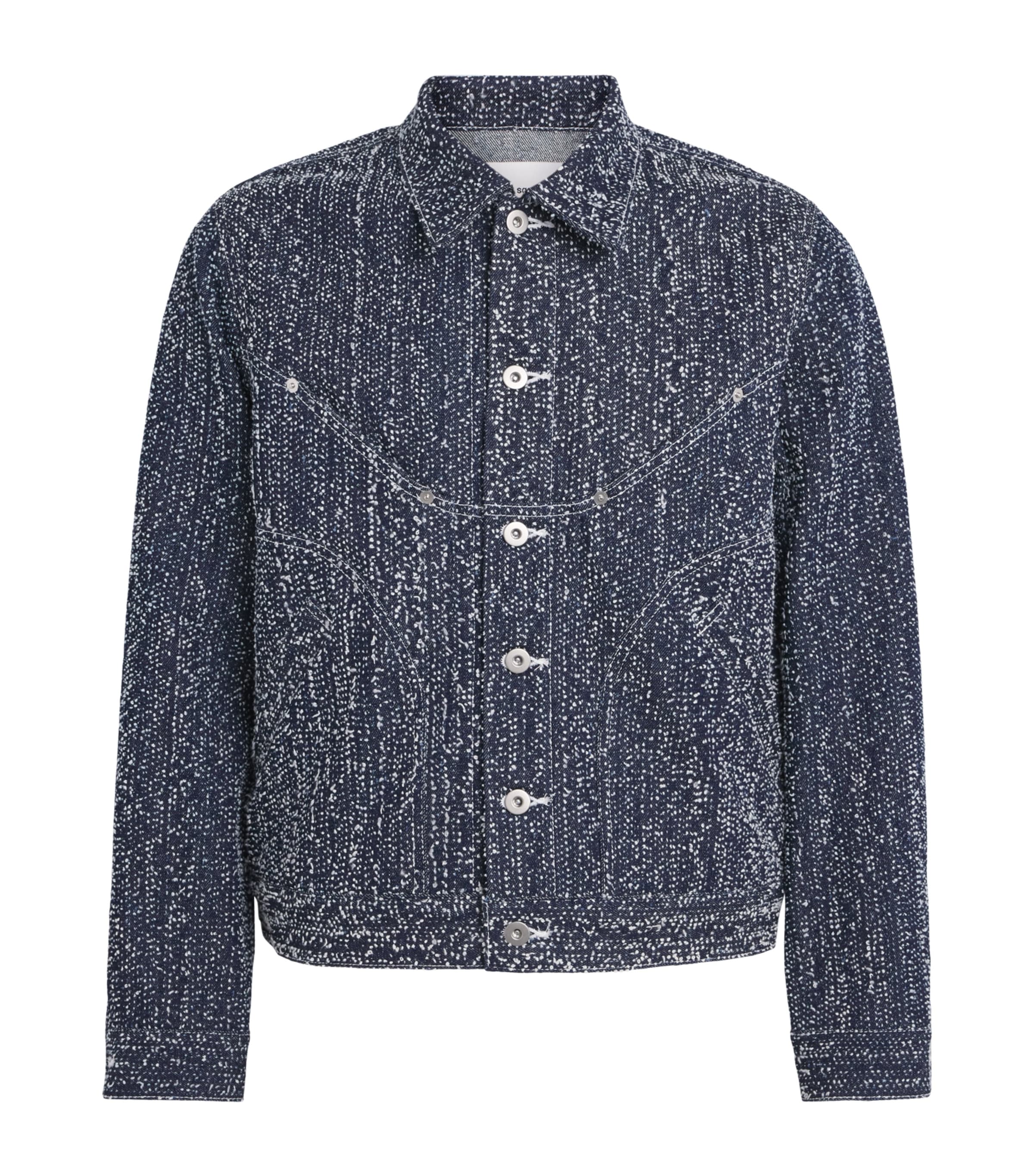 Sage Nation Mens Speckled Jiji Denim Jacket Snow Nep