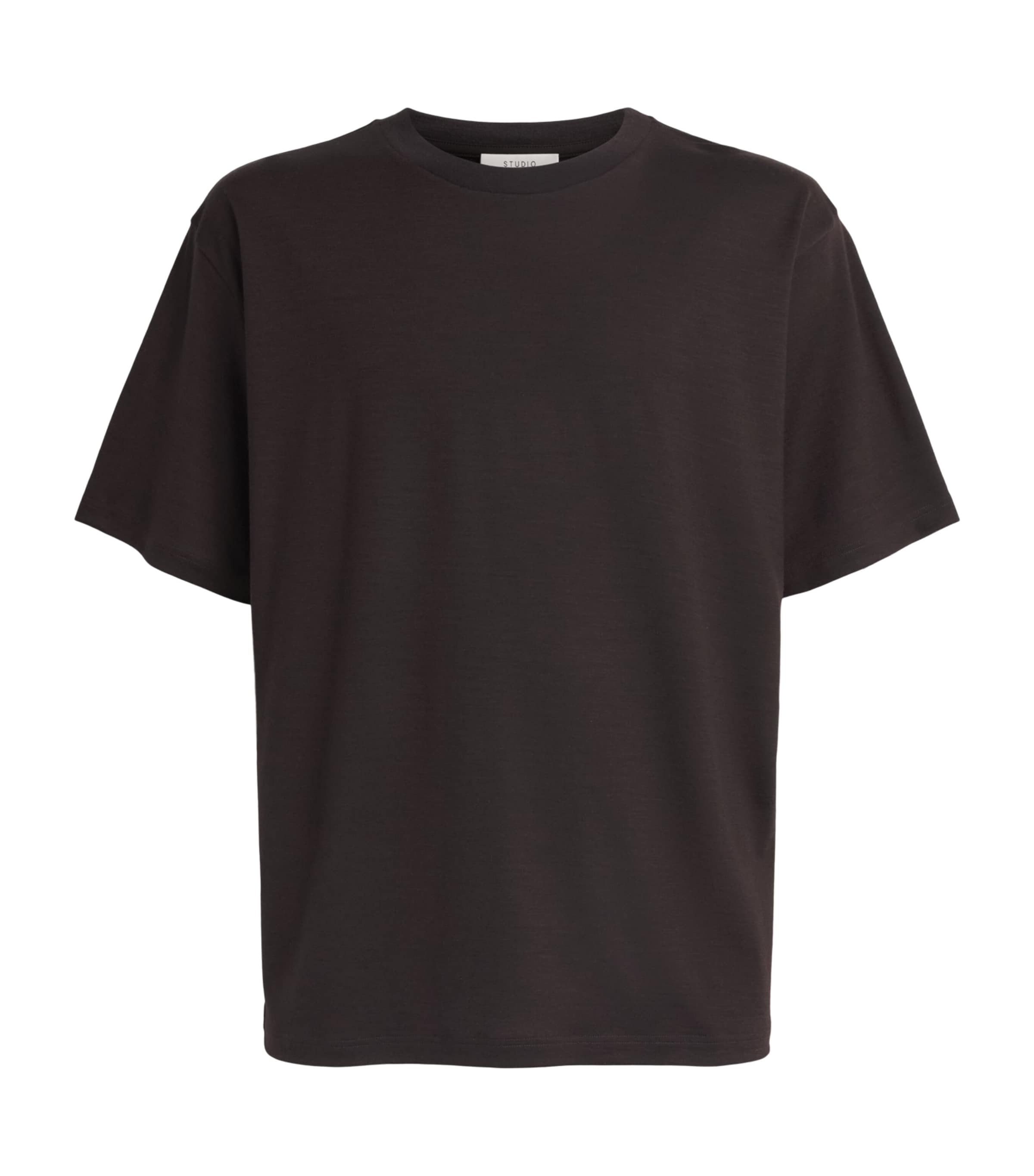 Studio Nicholson Mens Wool Henley T-Shirt Black Grape