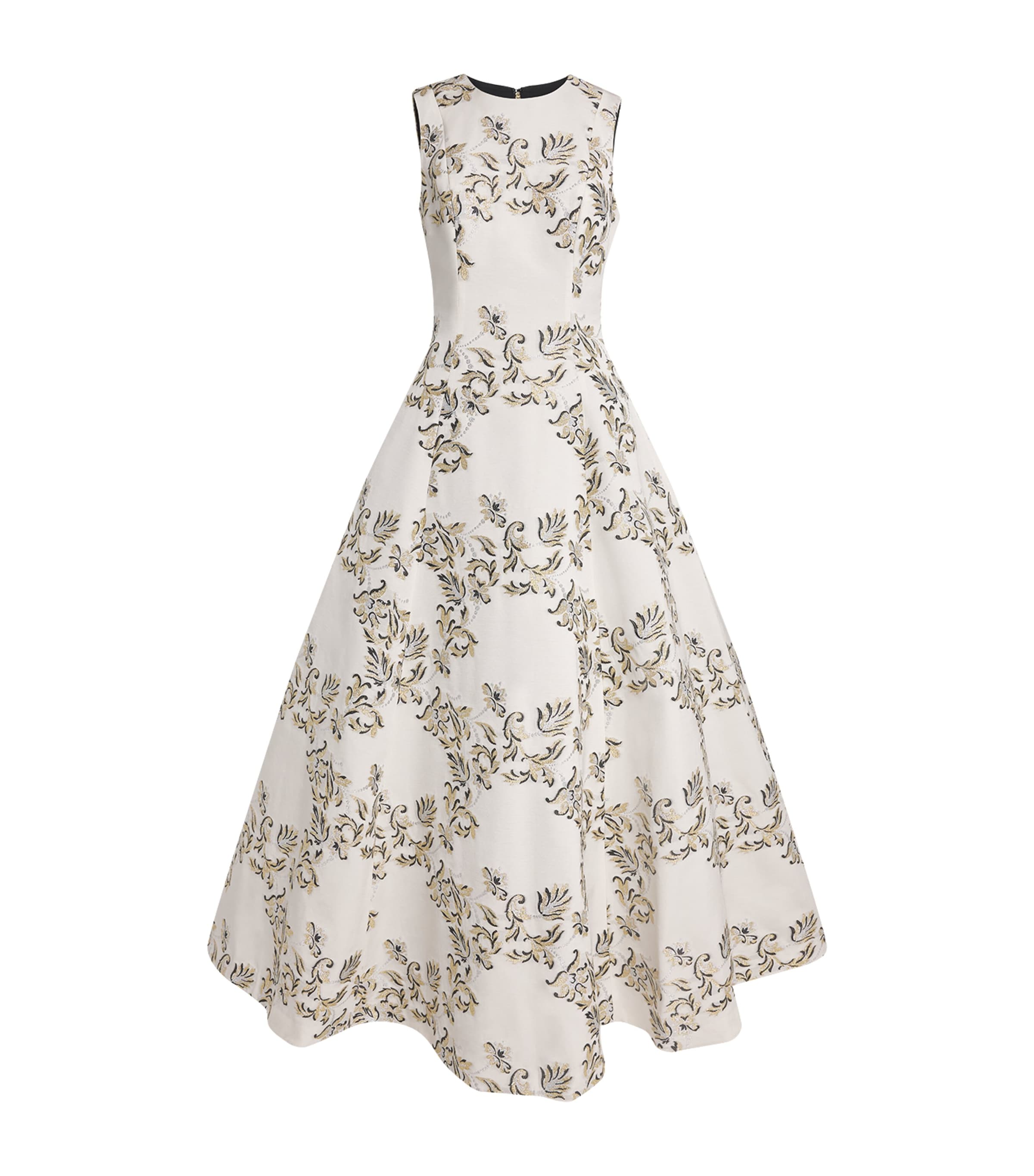 Carolina Herrera Womens Embroidered Sleeveless Gown Ivory Multi