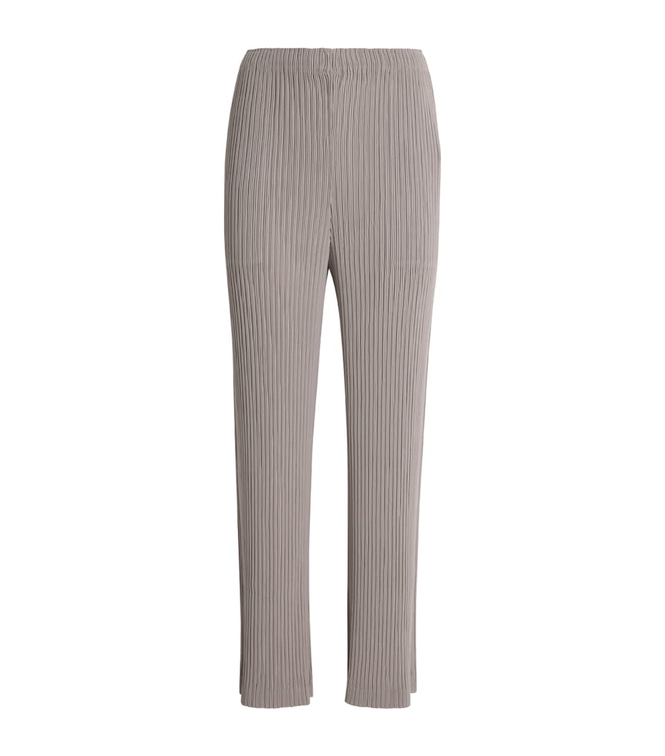 Issey Miyake Womens Hatching Pleats Straight Leg Trousers Greige