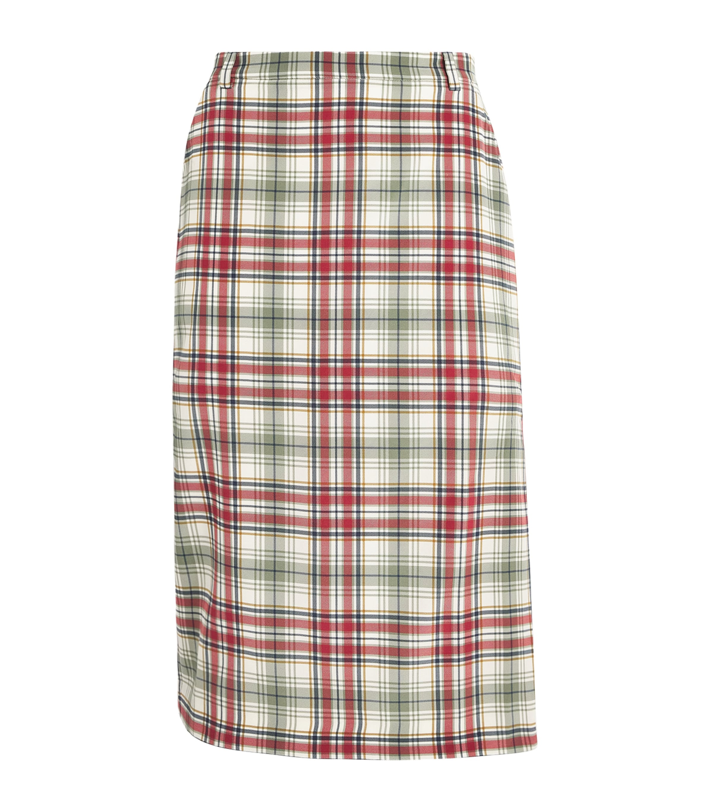Alessandra Rich Womens Silk Tartan Midi Pencil Skirt Green Red